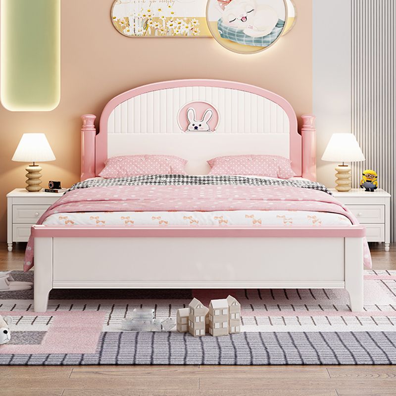 Modern Arched Panel Headboard Standard Bed with Legs in Rubberwood