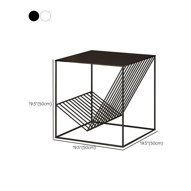 Metal Square Top Side Table 19.68" Tall Frame Base End Table with Magazine Holder