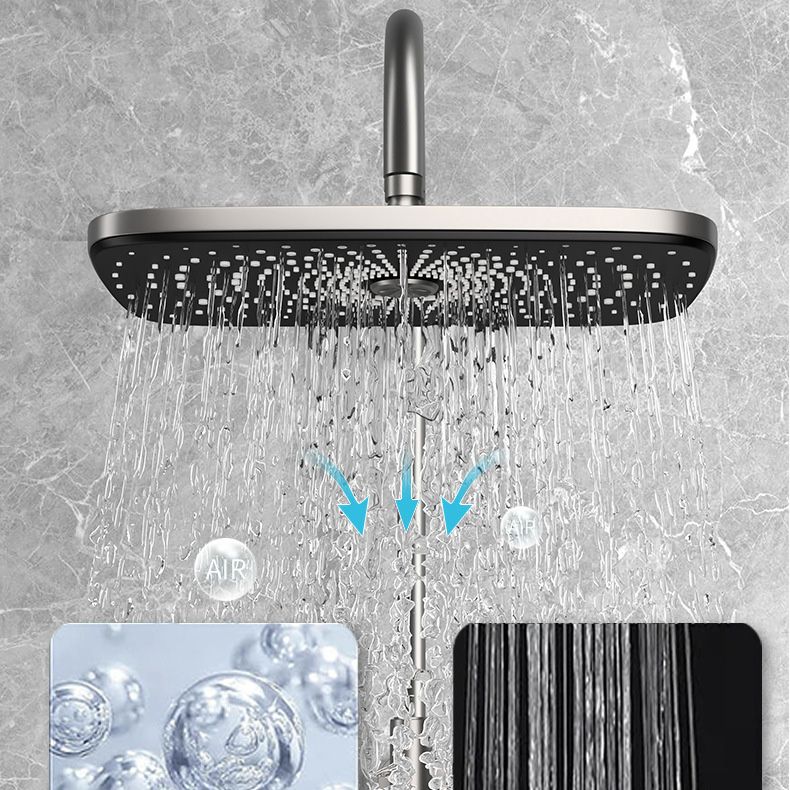 Wall Mounted Modern Square Metal Shower Brass Shower Head Shower Faucet in Gray