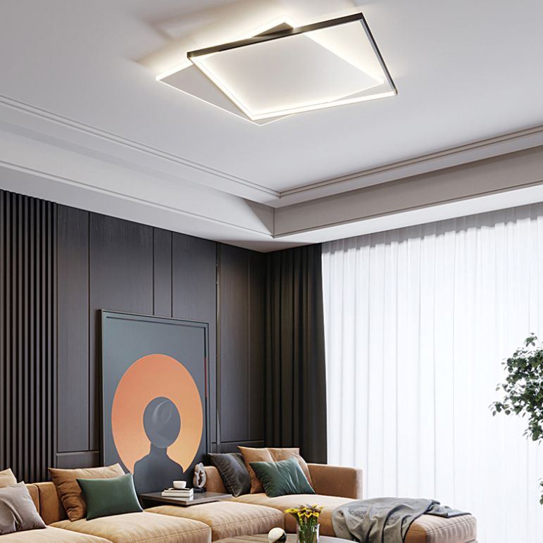 Moderne métal LED encastré luminaire salon géométrique plafond suspendu encastré