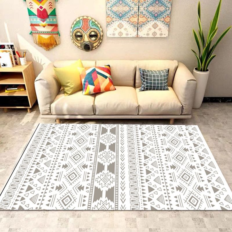 Bohemian Banded Print Rug Polyester Area Carpet Non-Slip Backing Indoor Carpet for Living Room