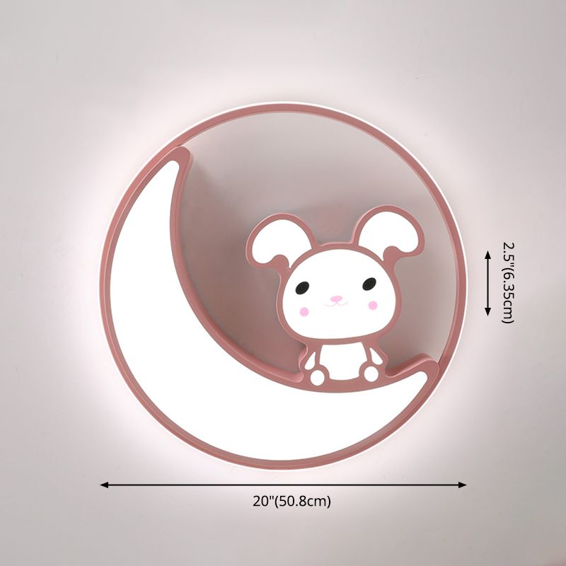 Lámpara de techo empotrada de metal con montaje empotrado LED de dibujos animados de conejo para habitación infantil