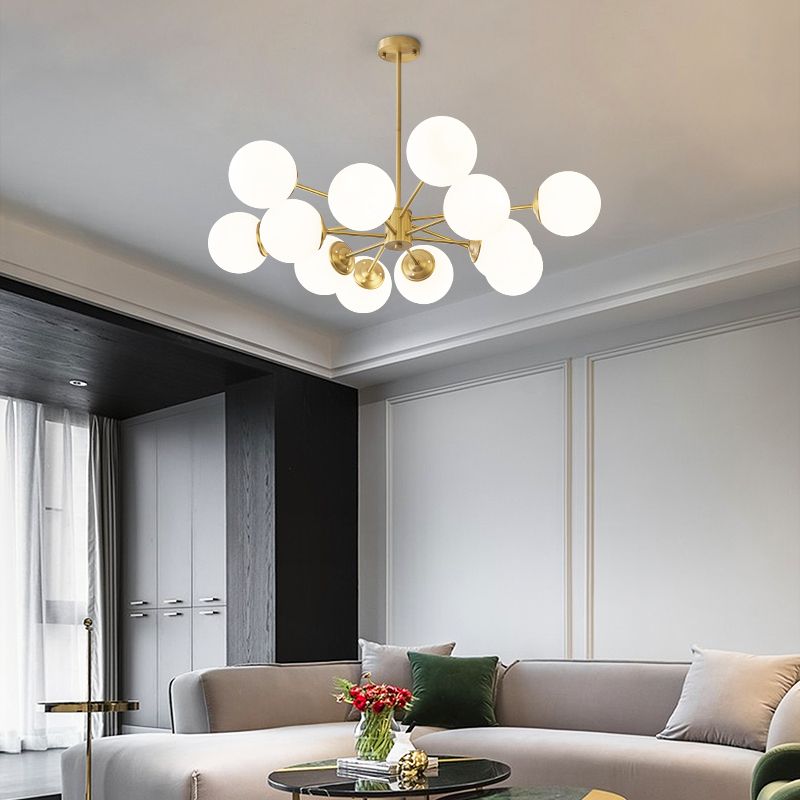 White Glass Global Hanging Chandelier Modern Style Multi Lights Ceiling Pendant Light