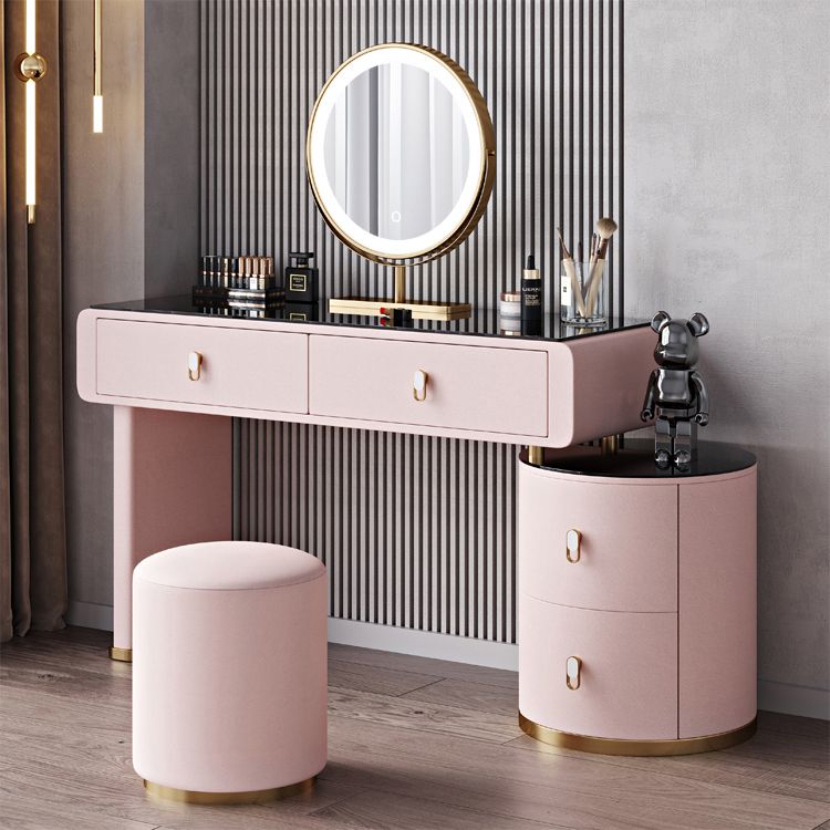 Light Glass Top Makeup Vanity Desk Storage Box Makeup Vanity Set