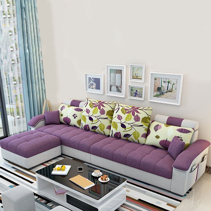Nordic Linen Loose Back Sofa & Chaise, 108.66" W x 57.09" D x 31.5" H