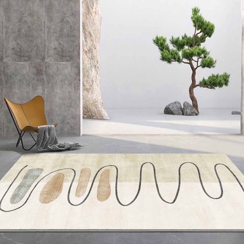 Leisure Polyester Carpet Contrast Panel Area Rug Non-Slip Backing Indoor Carpet for Living Room
