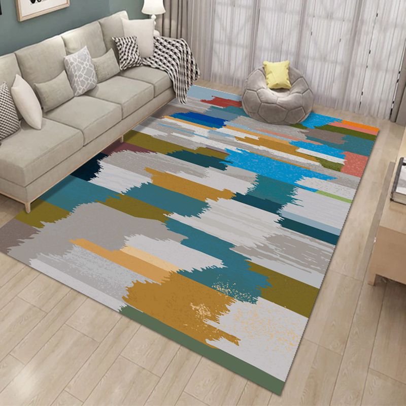 Ink Abstract Carpet Polyester Rug Stain Resistant Non-Slip Backing Rug for Living Room