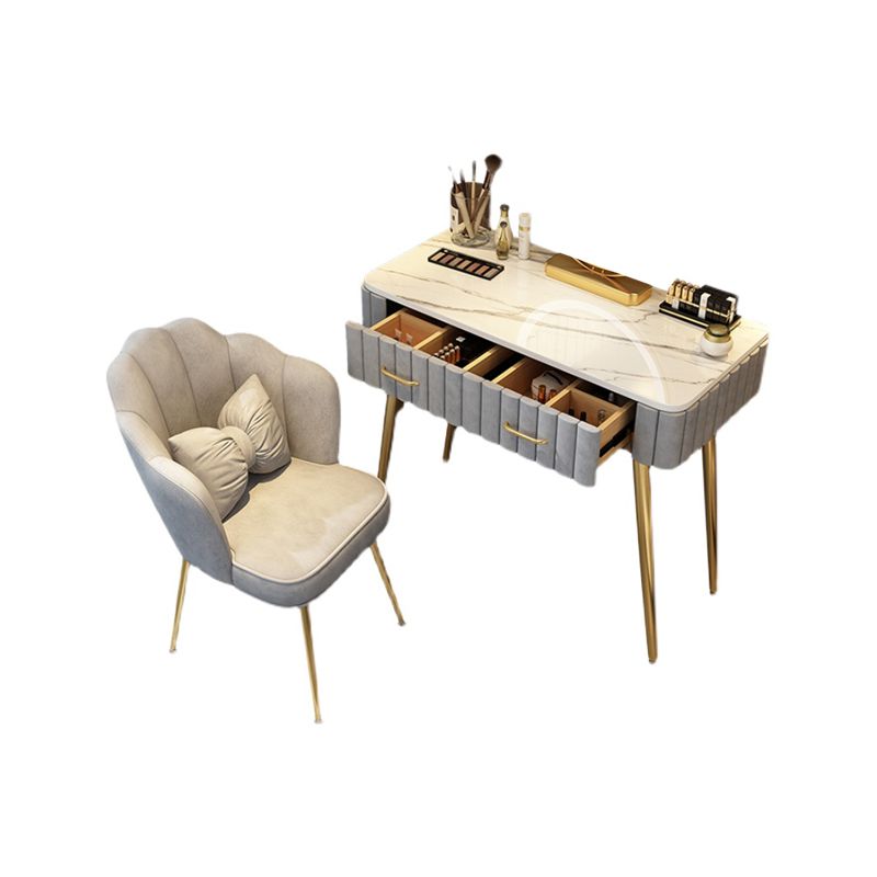 Lighted Mirror Makeup Vanity Desk Standing Makeup Vanity Set with Drawer