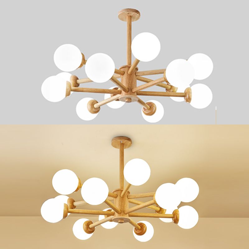Globe Chandelier Light Fixtures Modern Multi-Head Beige Chandelier Lamp with Glass Shade