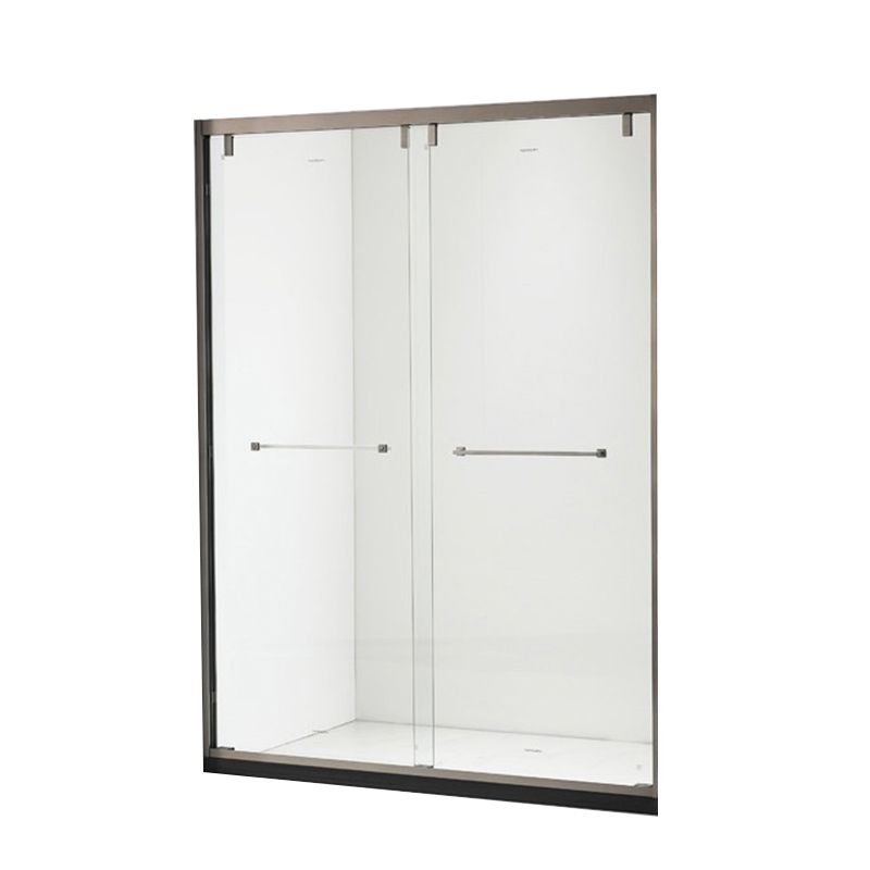 Double Sliding Semi Frameless Shower Bath Door Stainless Steel Handle Shower Door