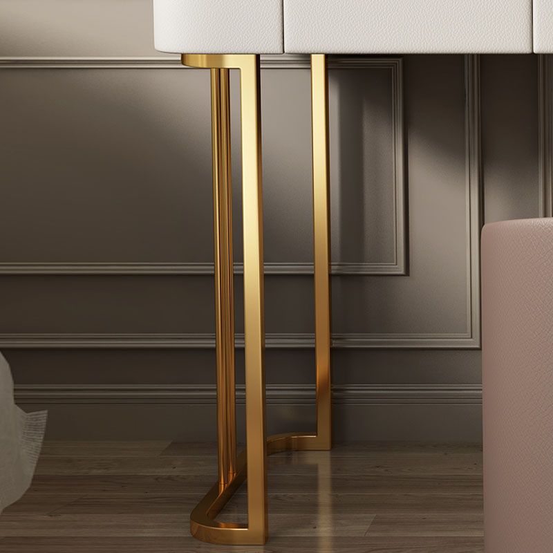 Contemporary Faux Leather Vanity Tables 4 Drawer Glass Top Makeup Vanity Desk