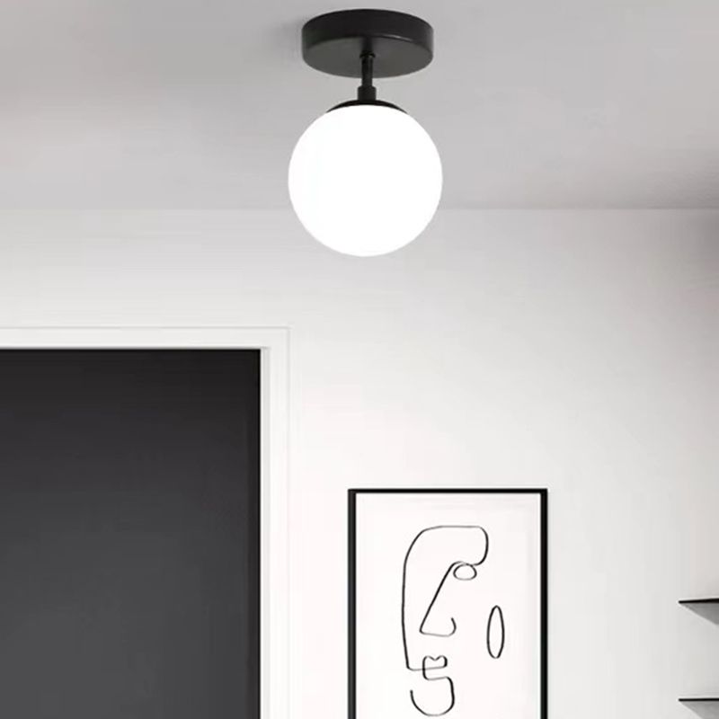 Contemporary Black Ceiling Light Globe Flush Mount Lighting for Home
