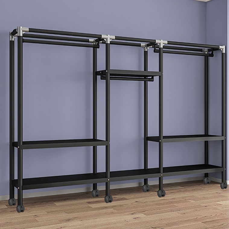 Contemporary Style Wardrobe Armoire Metal Frame Armoire with Garment Rod for Home