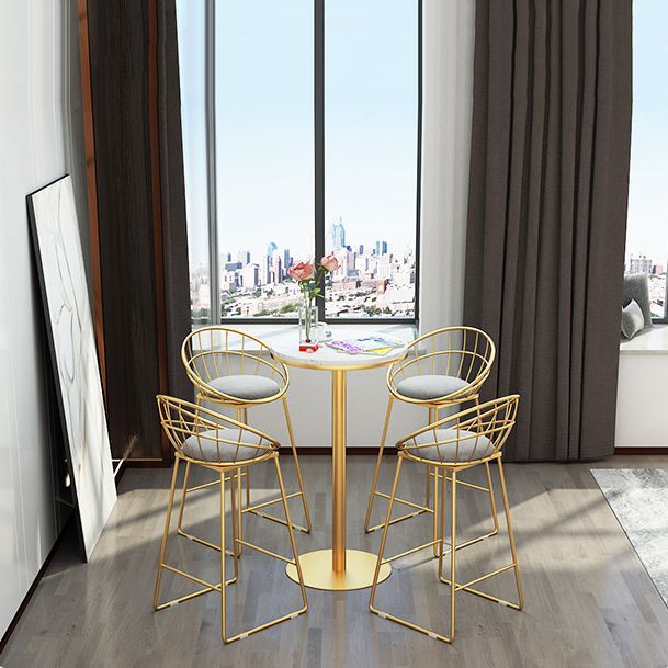 Modern Round Counter Set 1/2/5 Pieces Stone Indoor Bar Stool and Table Set