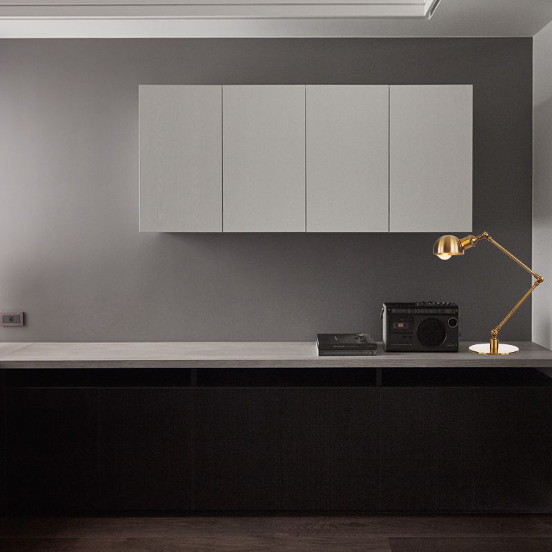 Lampe à ombre de bol doré industriel élégant 4 "/8,5" W 1 Éclairage de table en métal léger avec bras réglable