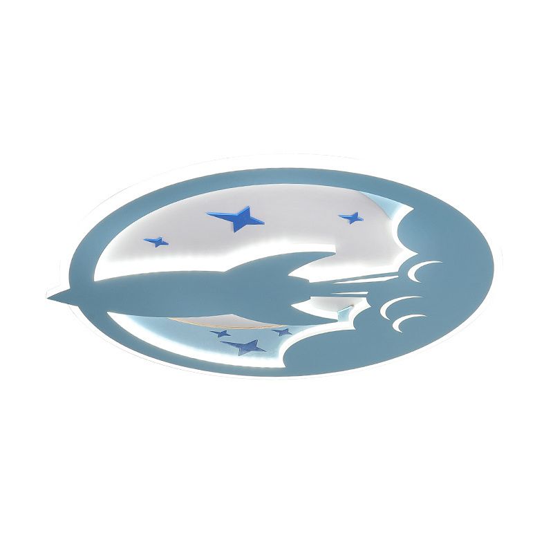 Nordic Aircraft Flush Mount Fixture Acrilico LED Camera Flushmount Lighting in Blue