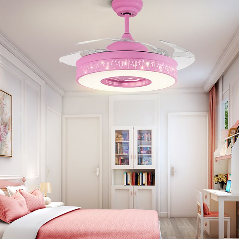 Creatieve cartoon sterrenhemel plafondventilator licht acryl kids slaapkamer semi -flush mount licht