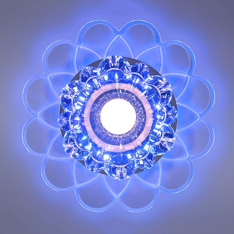 Modern Ceiling Light Crystal Colorful LED Flush Mount Light with Hole 4" Dia