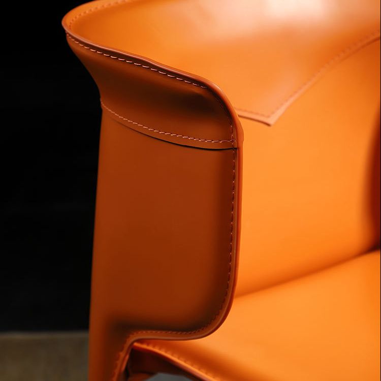 Contemporary Leather Dining Chair Arm Wingback Side Chair for Home Use