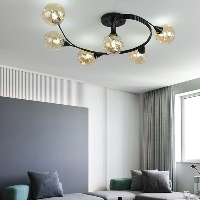 Glass Round Ceiling Lighting Nordic-Style Ceiling Light Fixture for Living Room