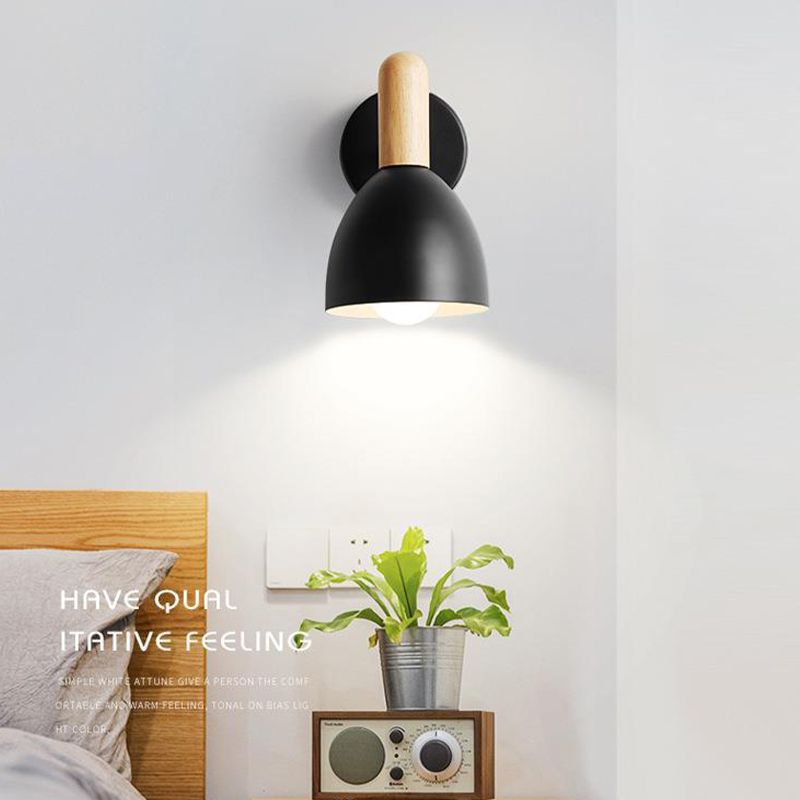 Nordic Style Metal Wall Light Bell Shape Adjustable Wall Lamp for Bedroom