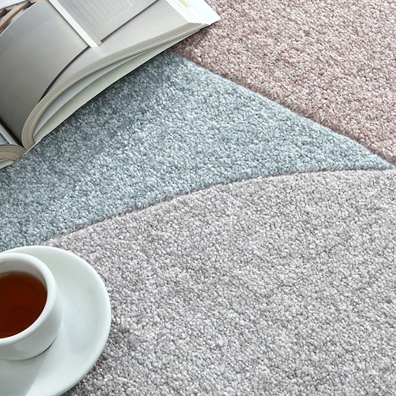 Tapis moderne à blocs de couleurs, en Polyester, rose, facile d'entretien, lavable, pour la décoration de la maison
