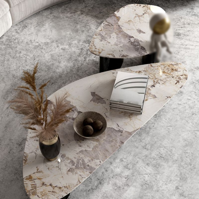 2 Legs Coffee Cocktail Table Contemporary Slate Top Coffee Table