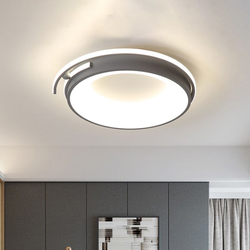 Éclairage LED encastré pour salon avec abat-jour rond en acrylique, lampe contemporaine noire/gris en lumière chaude/blanche/neutre, 12,5"/16"/21,5" de large