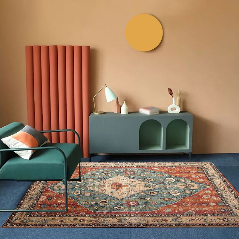 Moroccan Southwestern Print Rug Polyester Indoor Carpet Non-Slip Backing Area Rug for Living Room