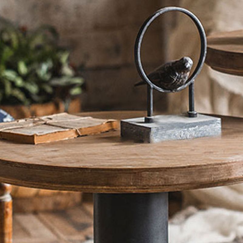 Solid Wood End Slide Table with Ironcraft Pedestal End Table