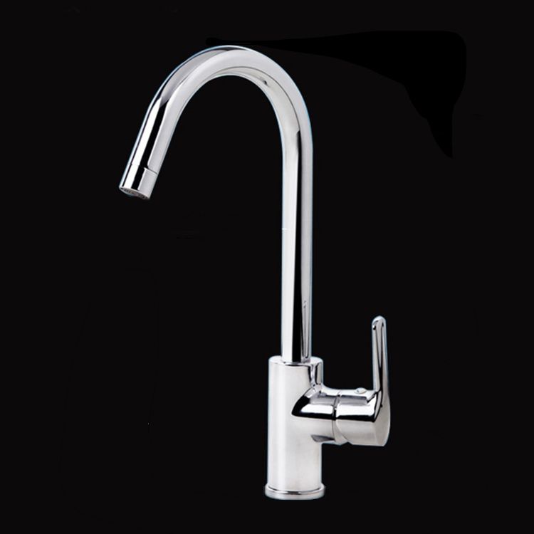 Copper Kitchen Faucet Lever Handle Gooseneck 1-Hole Kitchen Faucet