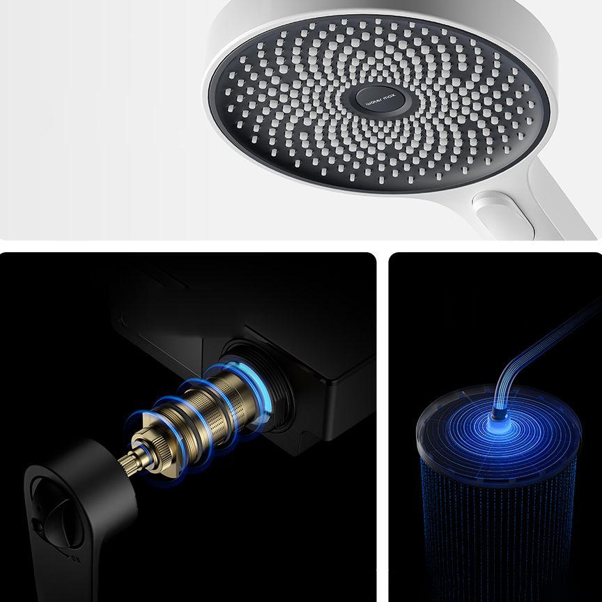 Shower System Round Adjustable Spray Pattern Massage Jet Handheld Shower Head Shower Trim