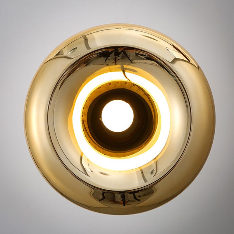 11.8" Wide Electroplating Mirror Glass Hanging Light Bread Shaped Modern Style Simplicity Lighting Pendant