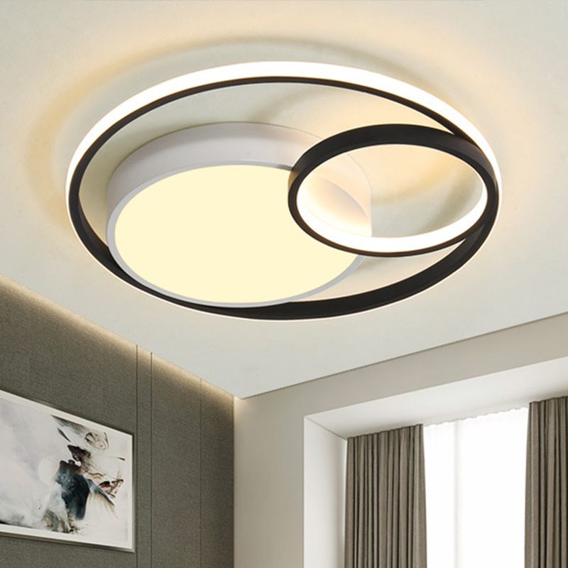 Acrylic Ring Shape Flushmount Lighting Modern Stylish LED Gray/White/Black and White Ceiling Lamp in Warm/White/3 Color Light