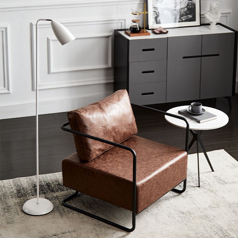 Contemporary Bonded Leather with Pillow Track Arms Accent Armchair