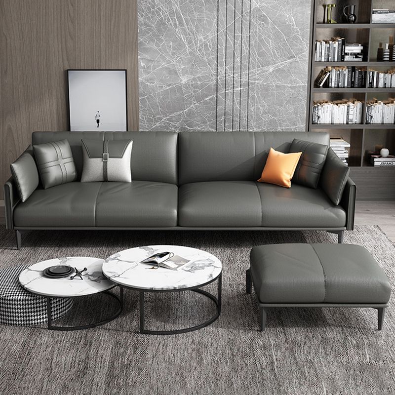 Black Industrial Sofa with Bolster Pillows 31.5"High Square Arm Sofa