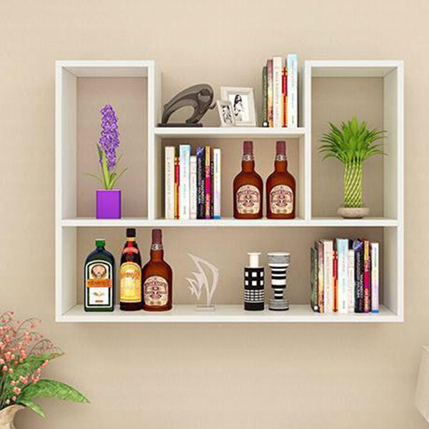 Modern Floating Book Shelf Wall Mounted Manufactured Wood Bookcase