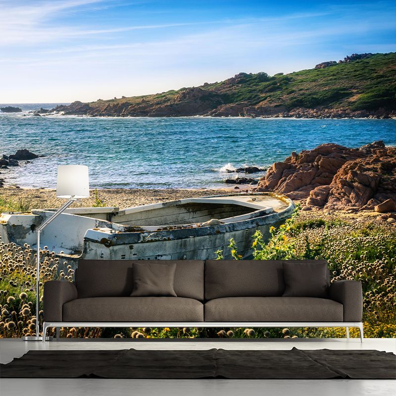 Beautiful Seascape Mural Horizontal Photography Eco-friendly for Bathroom