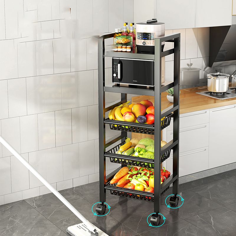 Metal Modern Prep Table Open Storage Home Dining with Basket Prep Table