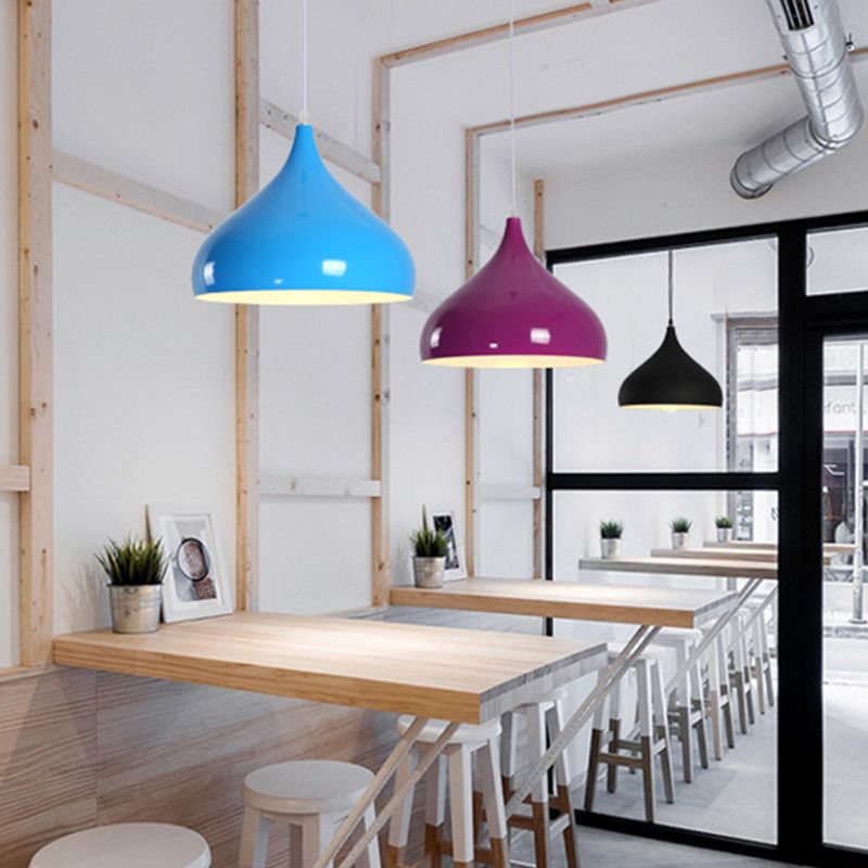 Metal Bowl Shape Hanging Lights Modern Macaron Style 1 Light Hanging Mount Fixture