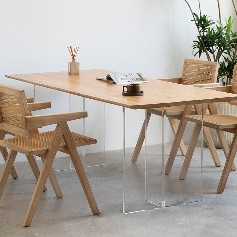 Rectangle Double Pedestal Dining Table Modern Wood Table for Kitchen