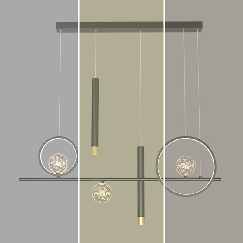 Silica Gel LED Island Light in Modern Creative Style Aluminium Linear Pendant Light for Dining Room