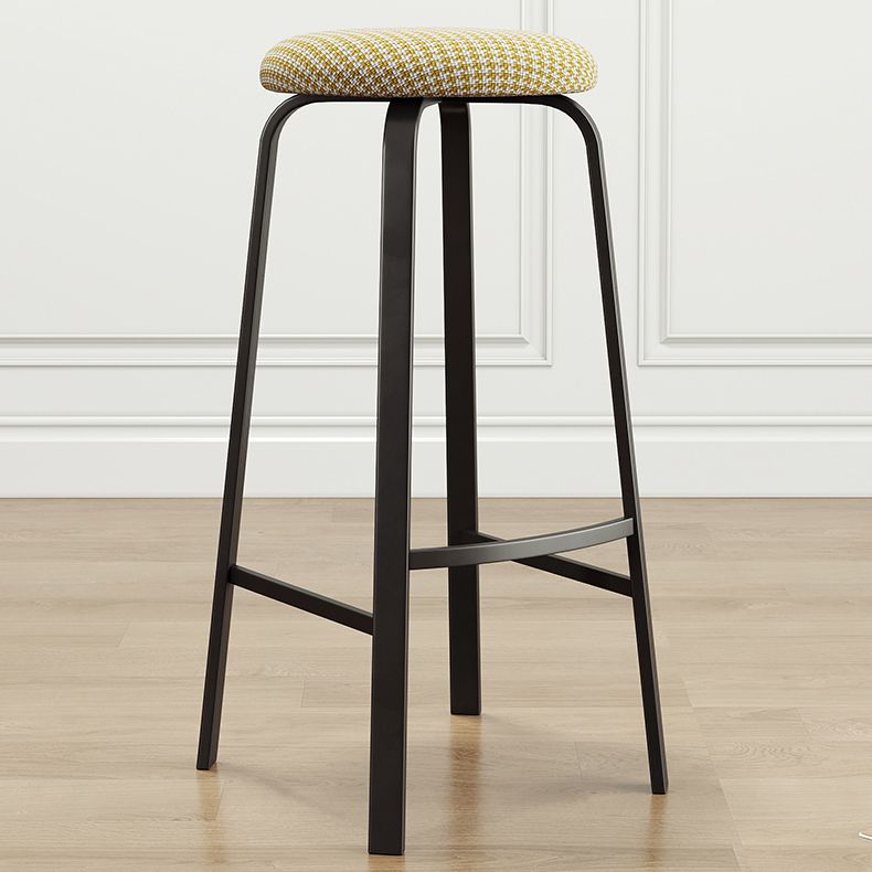 Contemporary Matte Finish Upholstered Stool Footrest Iron Bar Stool