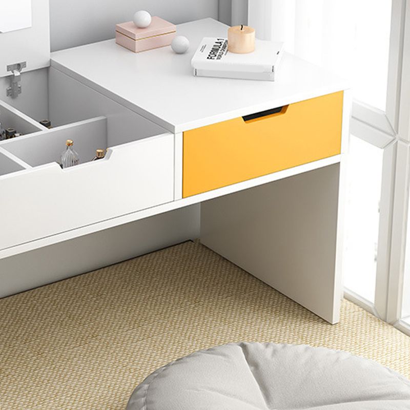 Scandinavian 2-Drawers Table Dressing Table Wood Mirror Make-up Vanity