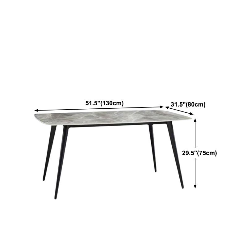 Modern 1/2/5/7 Pieces Dining Table Set with Sintered Stone Top Gery Rectangle Dinette Set