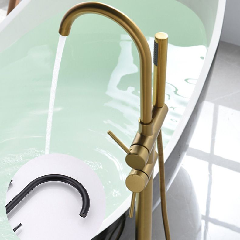 Modern Freestanding Tub Filler Floor Mounted Tub Faucet with Dual Handle