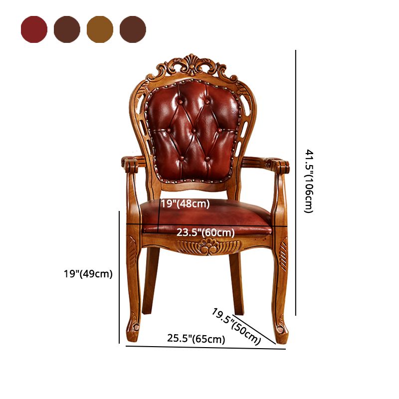 Silla de comedor tradicional de madera maciza, sillón de comedor de cuero para restaurante (juego de 2)
