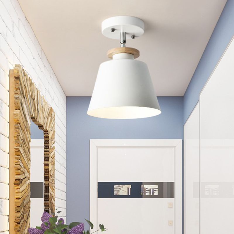 Simple Barrel Semi Flush Plafondlamp Metaal 1 Lichtgang Flexibele Semi Mount Verlichting