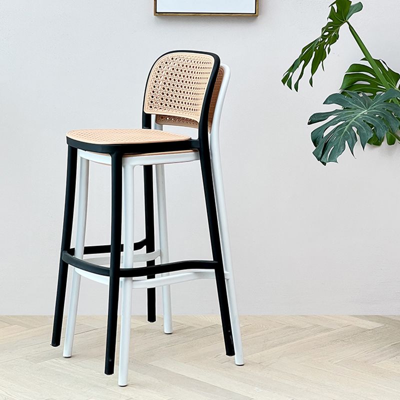 Modern Style Backrest Counter Stool with Metal Base and 4 Legs