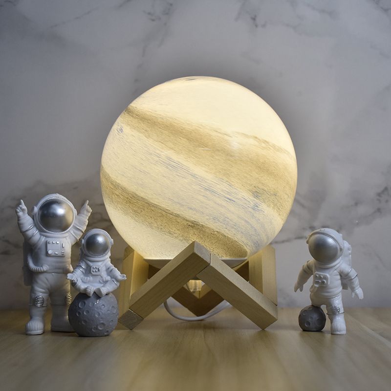 Lampe de table de style moderne 1 lumière de bureau en bois avec nuance en verre pour le salon